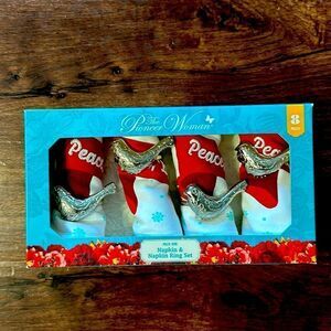 Pioneer Woman Mazie Bird Napkins & Napkin Rings 8pc Set NEW